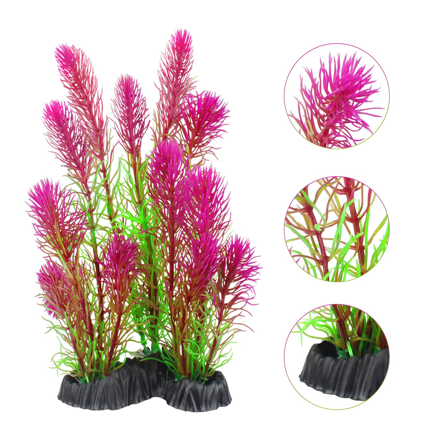 MyLifeUNIT plantas artificiales para acuario, base cerámica estable, evita vuelcos y mantiene posición.