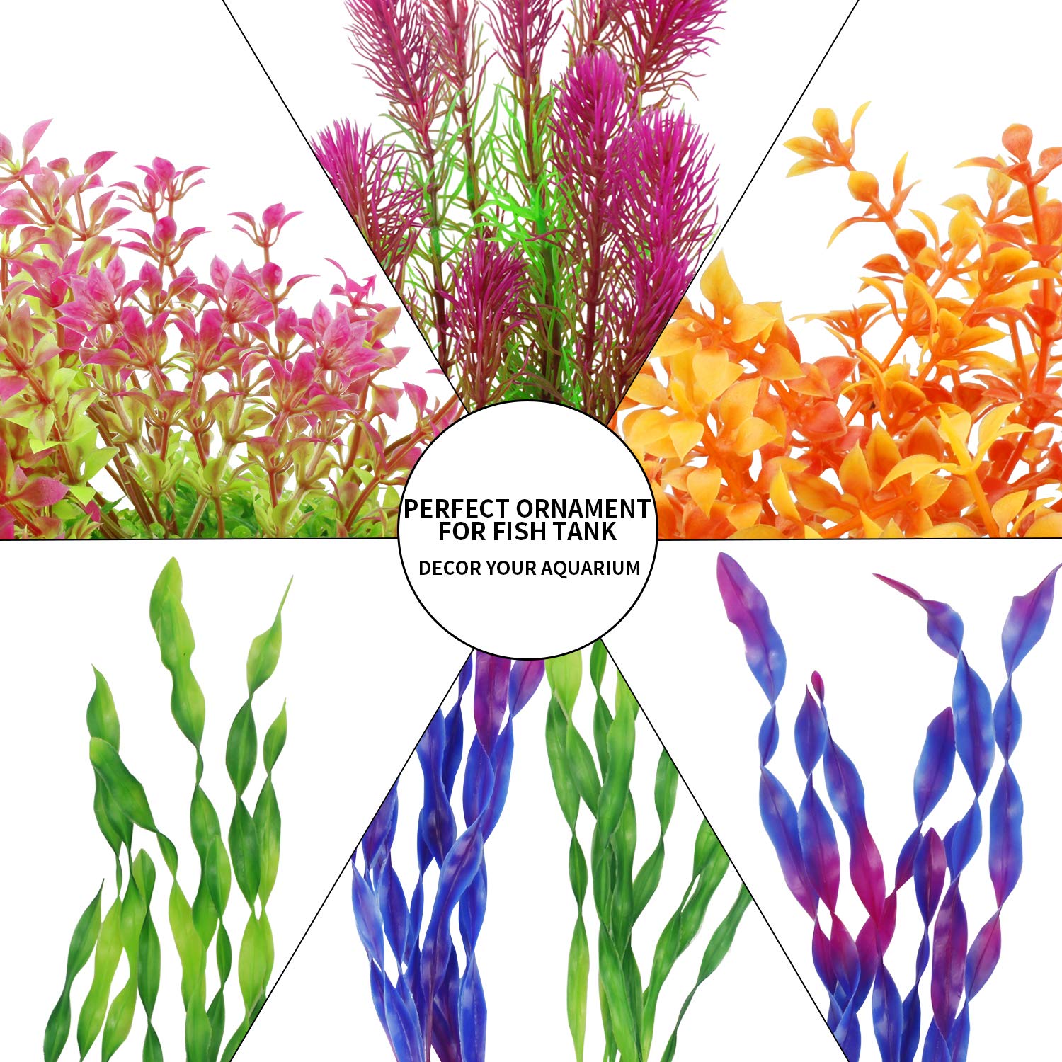 MyLifeUNIT plantas artificiales para acuario, hojas PVC suaves, cuidan a los peces y facilitan limpieza.