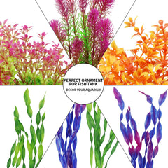 MyLifeUNIT plantas artificiales para acuario, hojas PVC suaves, cuidan a los peces y facilitan limpieza.