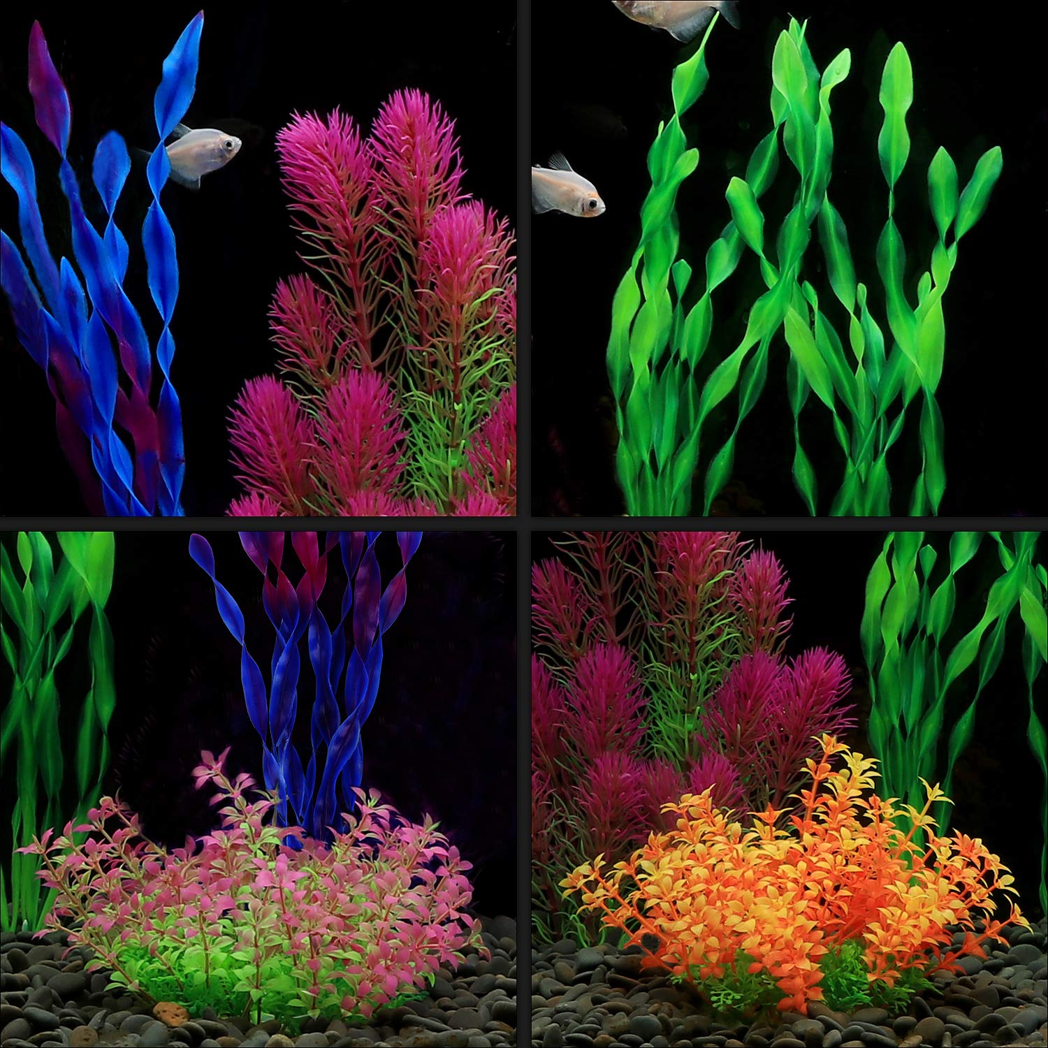 MyLifeUNIT plantas artificiales acuario, limpieza sencilla, hojas se pueden quitar para lavar.