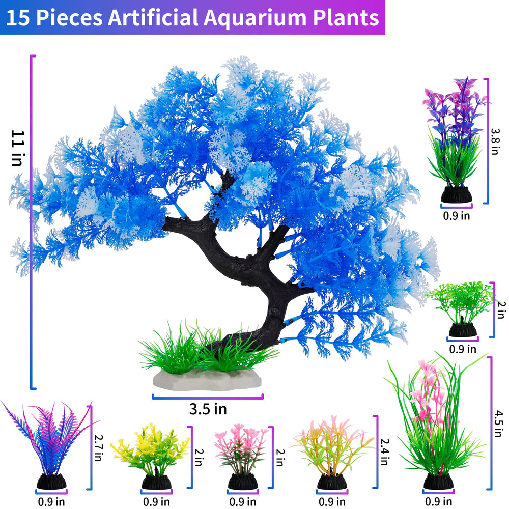 MyLifeUNIT plantas artificiales para acuario variadas y coloridas para un ambiente vivo.