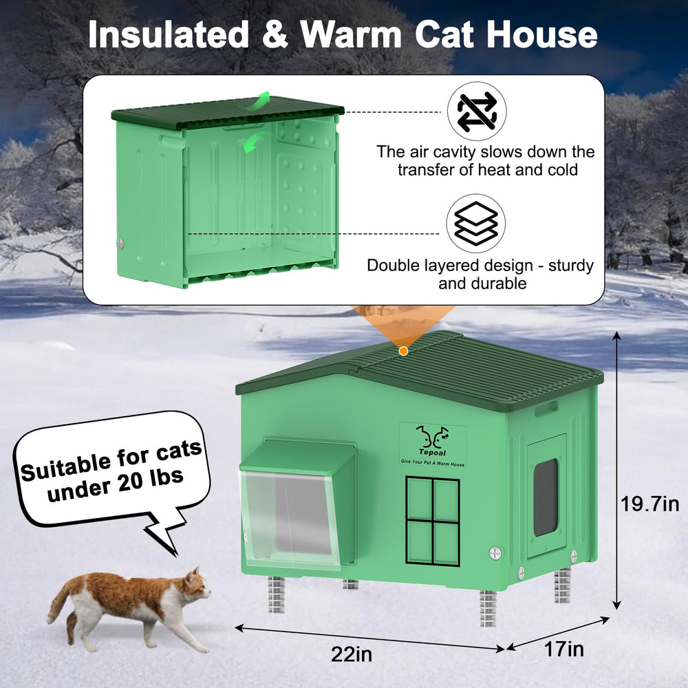 Techo impermeable que protege de lluvia y viento para gatos.