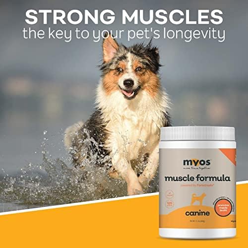 MYOS Canine Muscle Formula: ingredientes naturales destacando Fortetropin para apoyo muscular