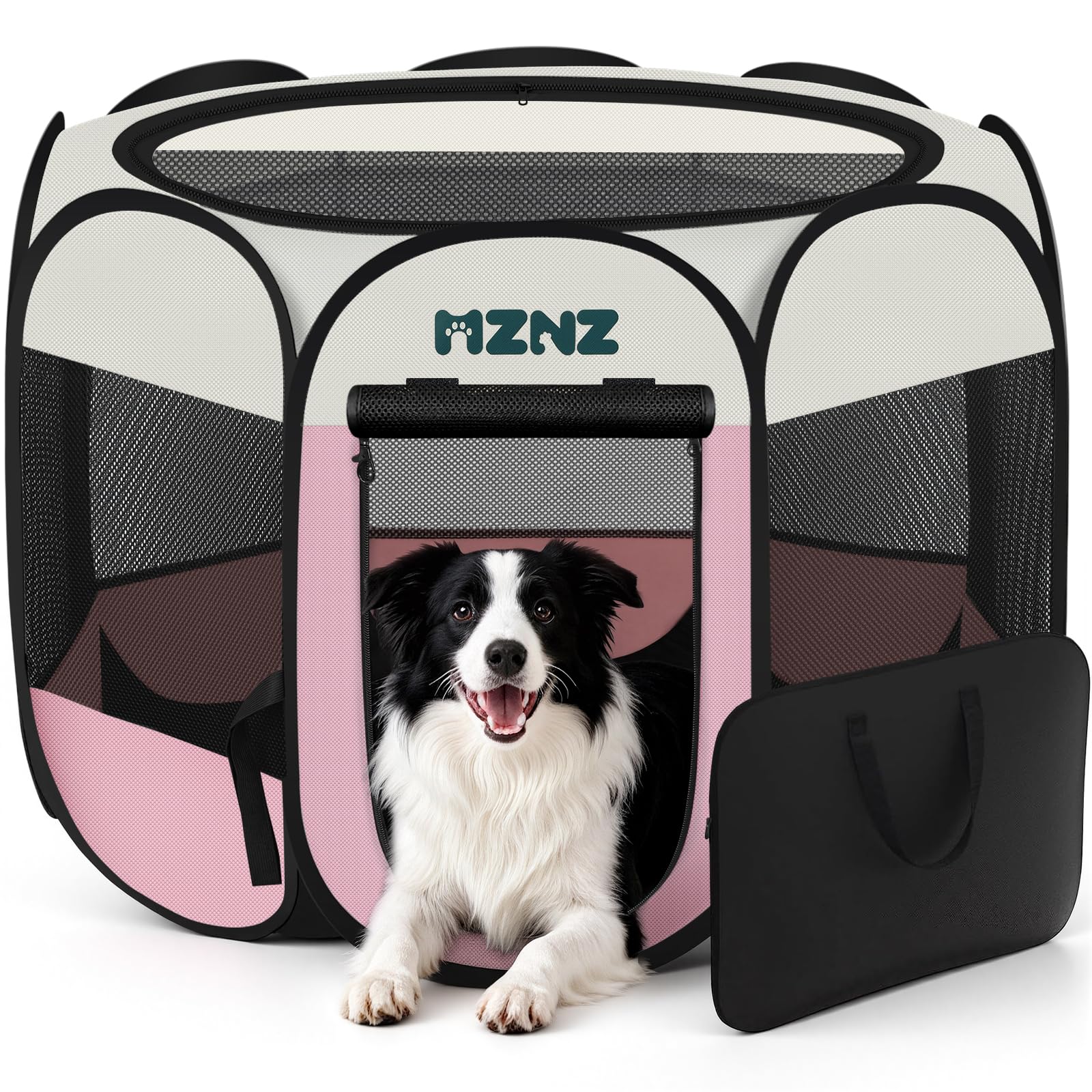 Jaula de juego para perros MZNZ rosa portátil, refugio seguro para interiores.