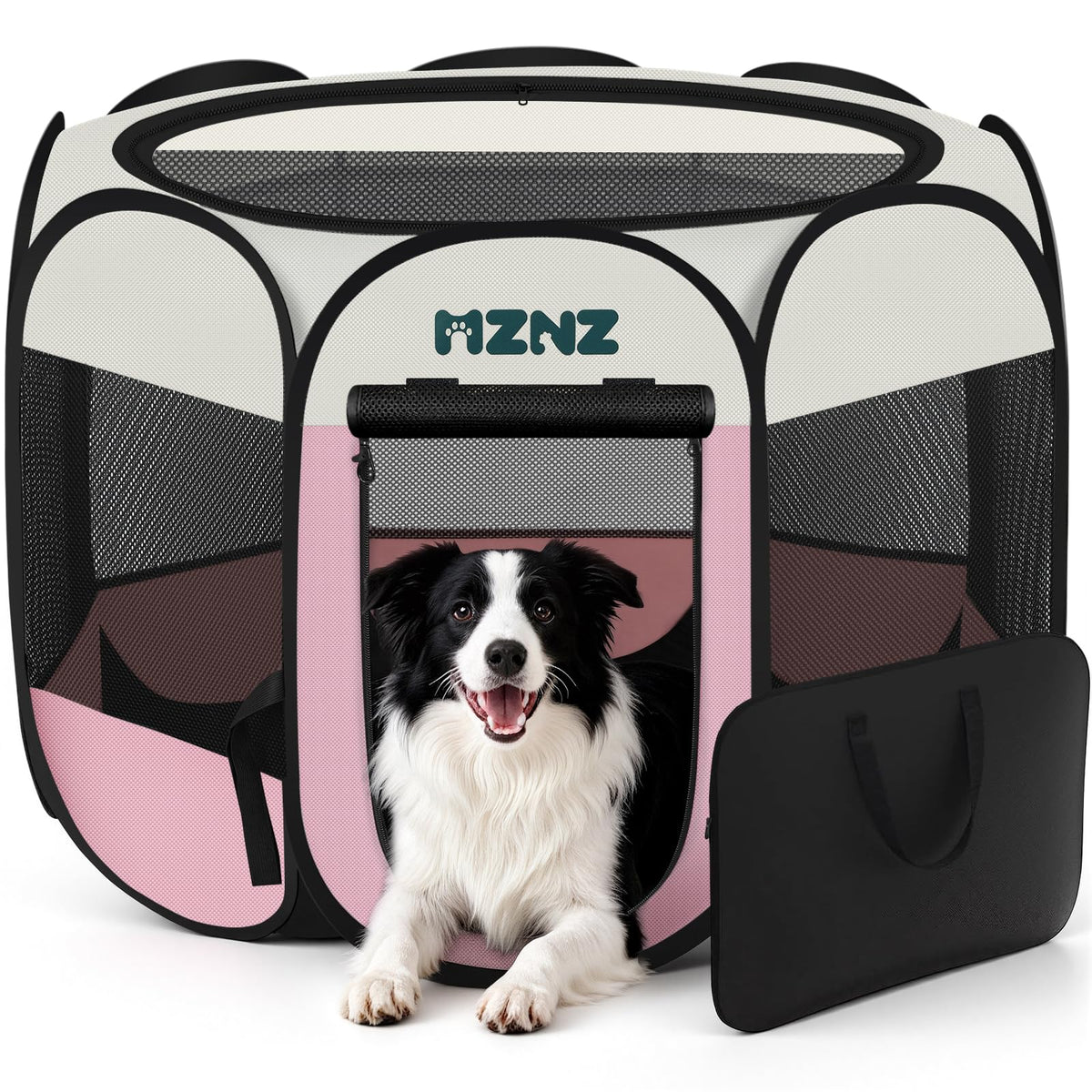 Jaula de juego para perros MZNZ rosa portátil, refugio seguro para interiores.