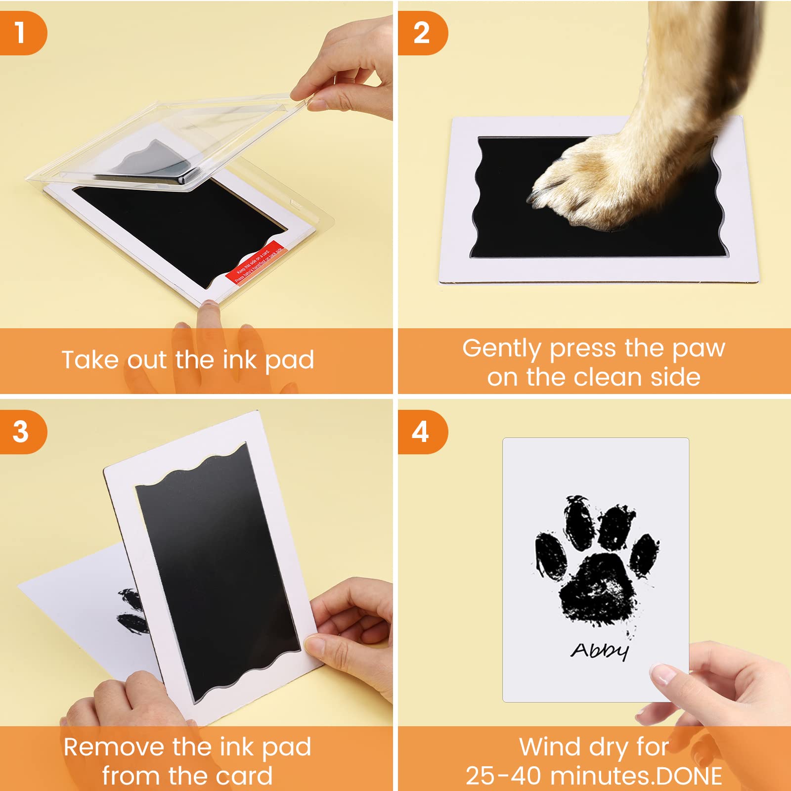Nabance tarjetas-impronta-patas-perro: superficies fáciles para memorias perdurables.