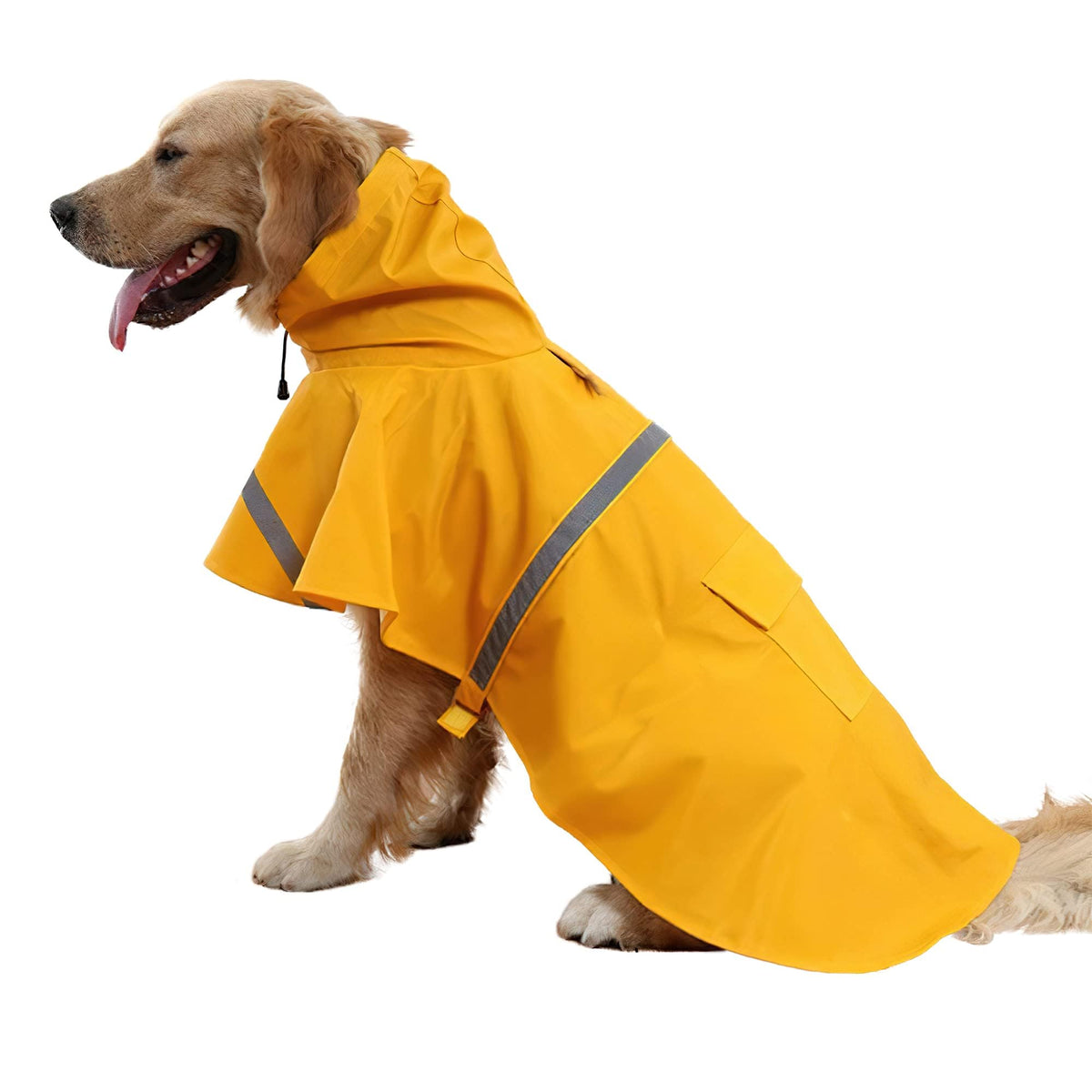 NACOCO capa de lluvia para perro grande en amarillo, mantiene seco durante la caminata.