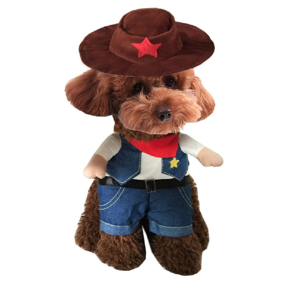 NACOCO costuras y sombrero detallados en disfraz vaquero para perro.