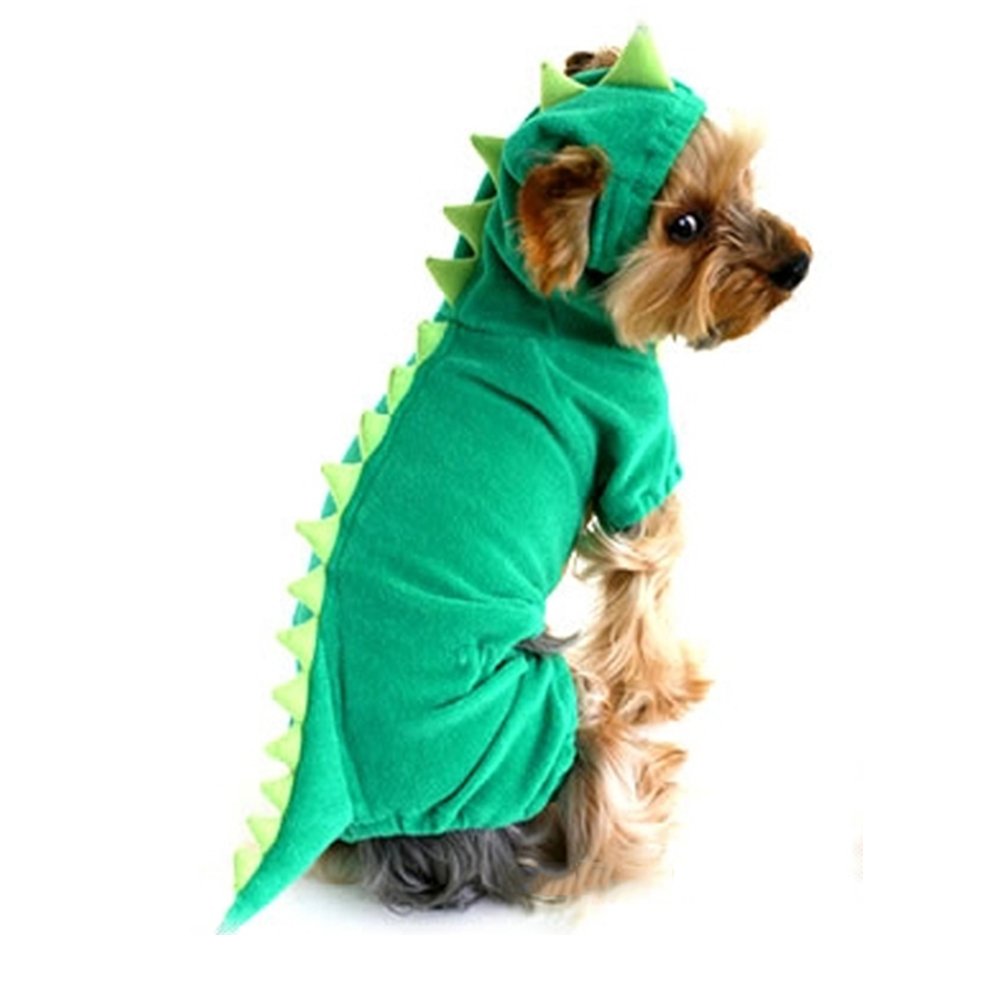 NACOCO disfraz dinosaurio para perro verde, frente; ideal para fotos.