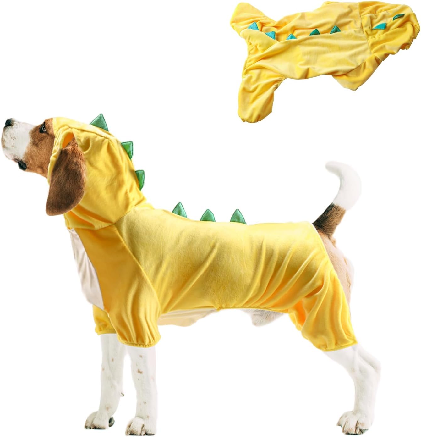 NACOCO disfraz de dinosaurio amarillo para perro, perfecto para fiestas de Noche de Brujas.
