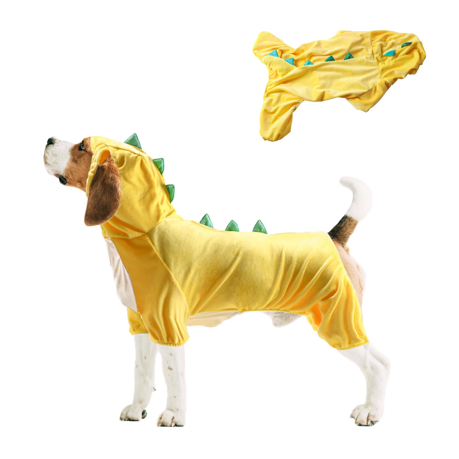 NACOCO disfraz perro dinosaurio noche de brujas amarillo XS, ideal para sesiones de fotos