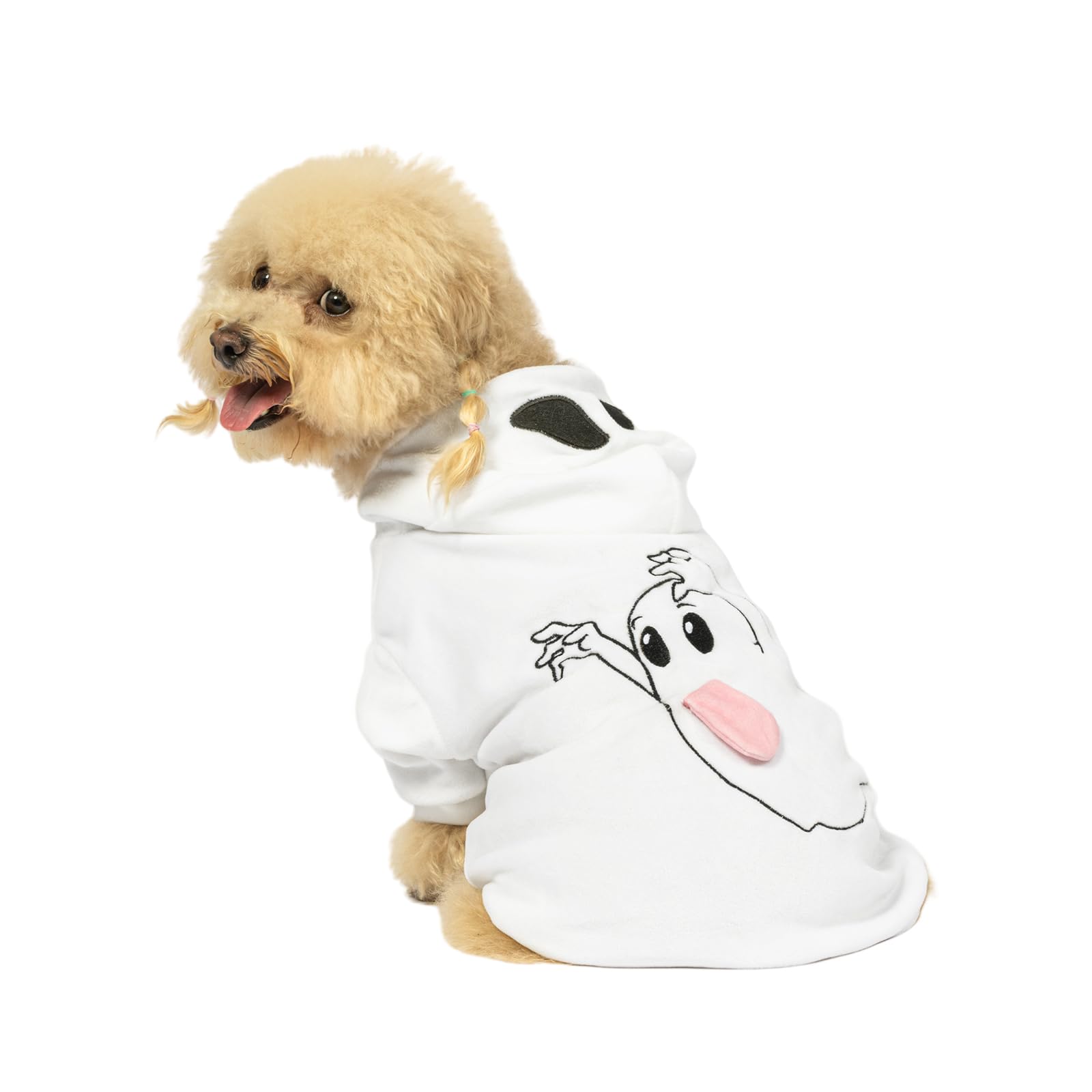 NACOCO Disfraz fantasma para mascotas, vista general en blanco, ideal para Halloween.