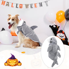 NACOCO disfraz tiburón para mascota, vista lateral, diseño cálido para otoño e invierno.