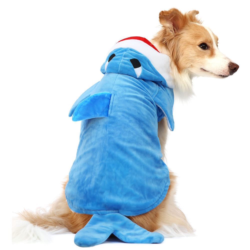 Disfraz tiburón NACOCO para perros azul XL, cómodo para paseos y fiestas.