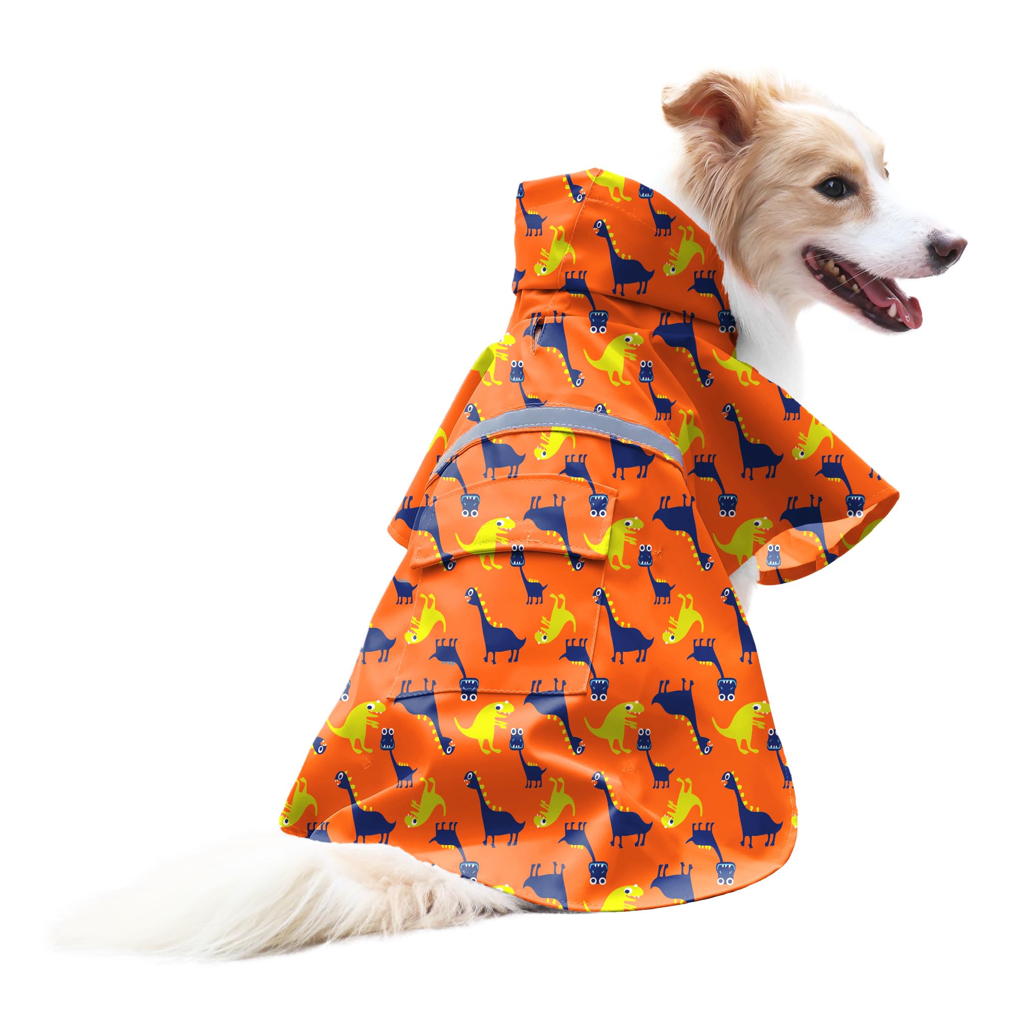NACOCO capa impermeable para perro con dinosaurio azul, mantiene al animal seco en la lluvia