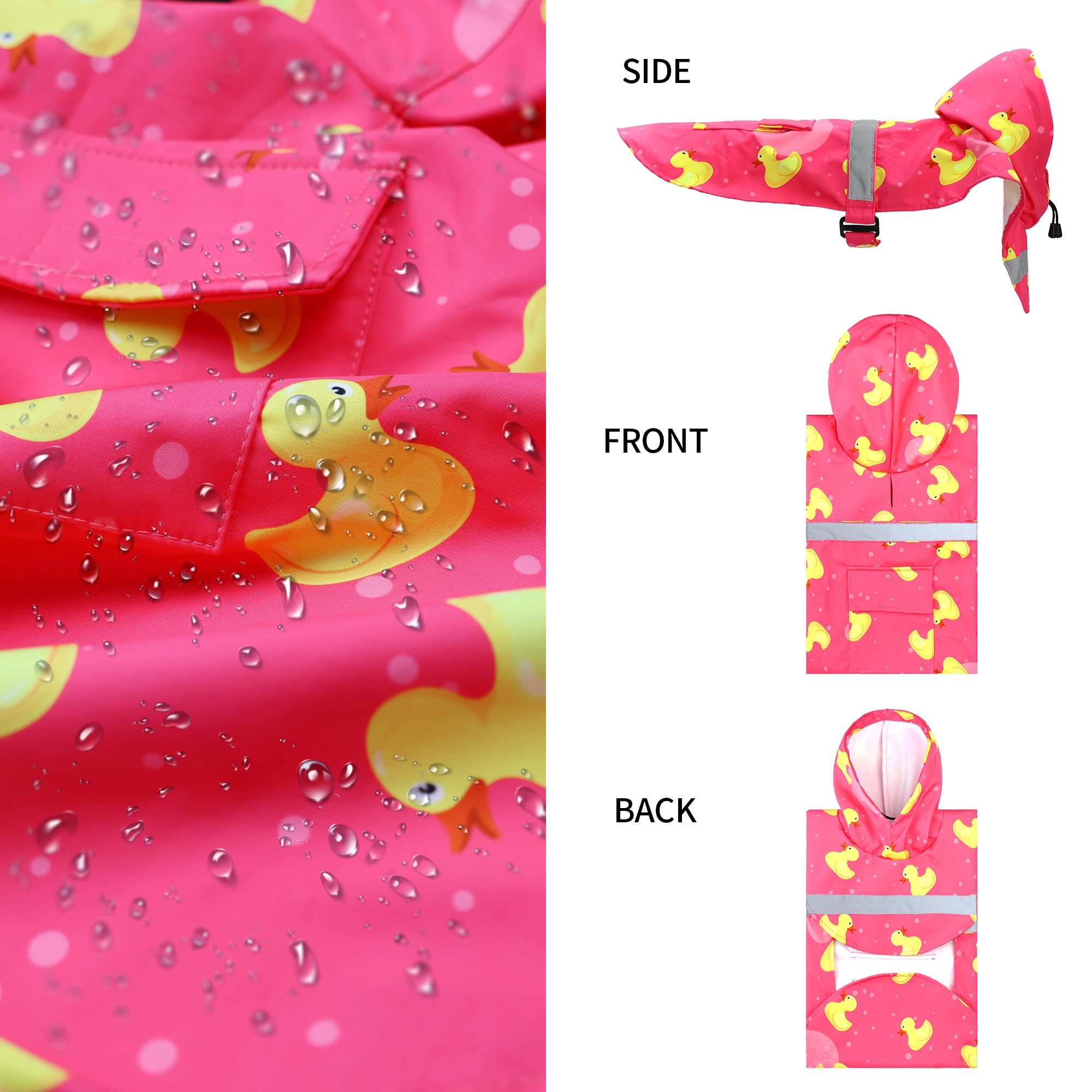 NACOCO poncho para perro con patitos amarillos, diseño divertido y ligero para días de lluvia.