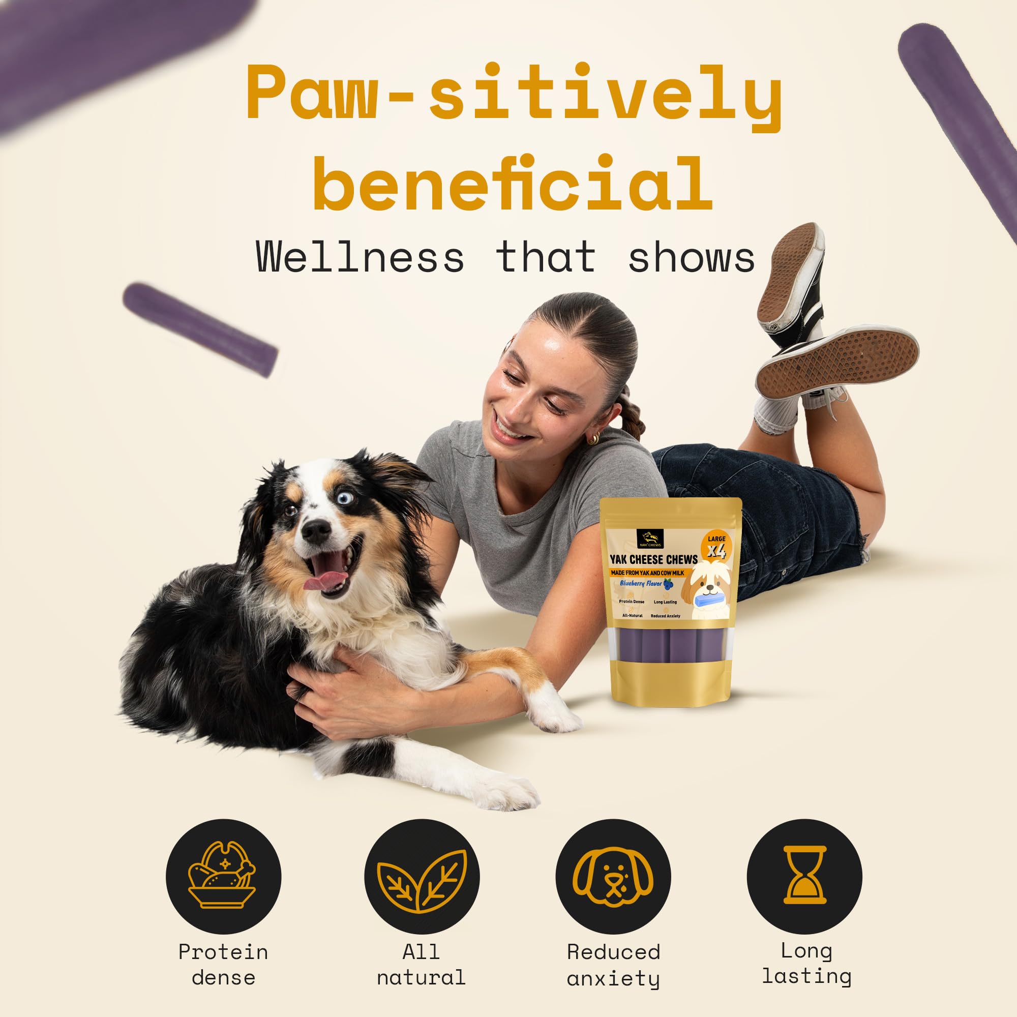 NAK Chews sabor arándano para perros, sabroso y estimulante para recompensas.