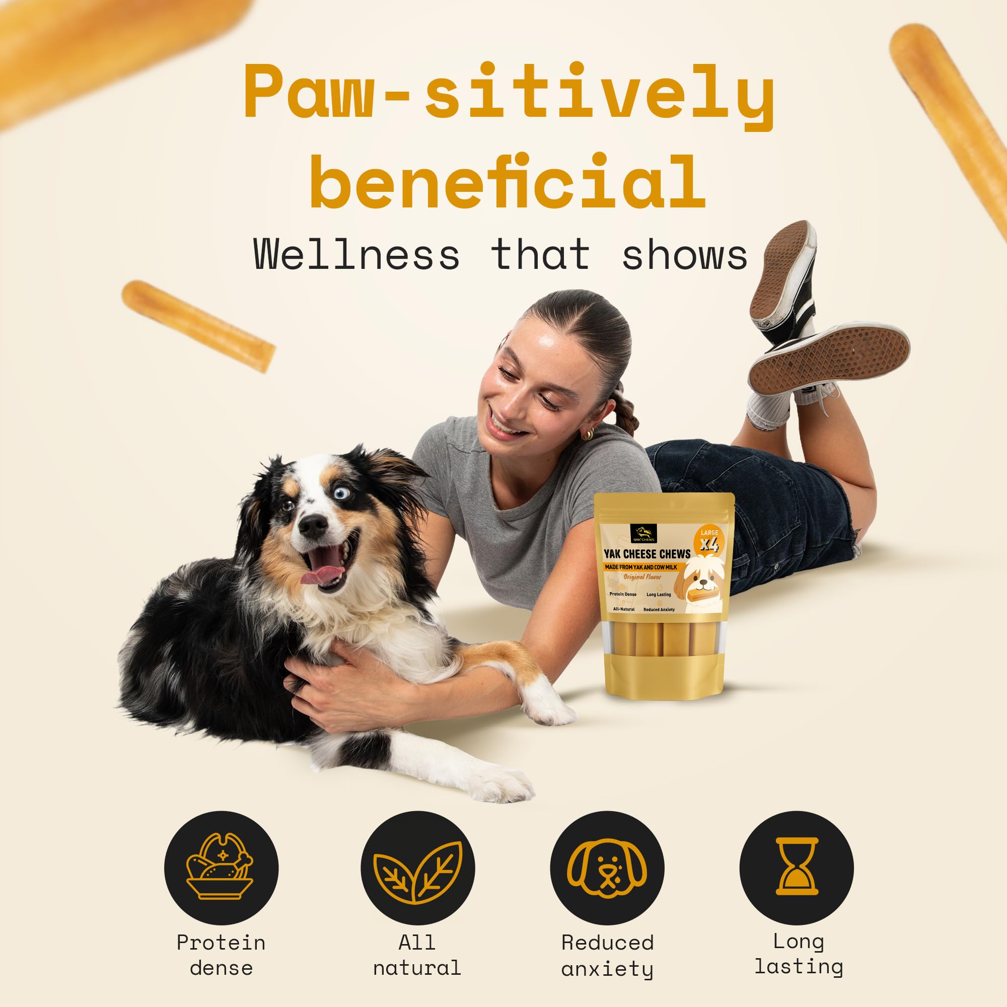 NAK Quesos de Yak Himalayo, rico en proteína y calcio para perros grandes.