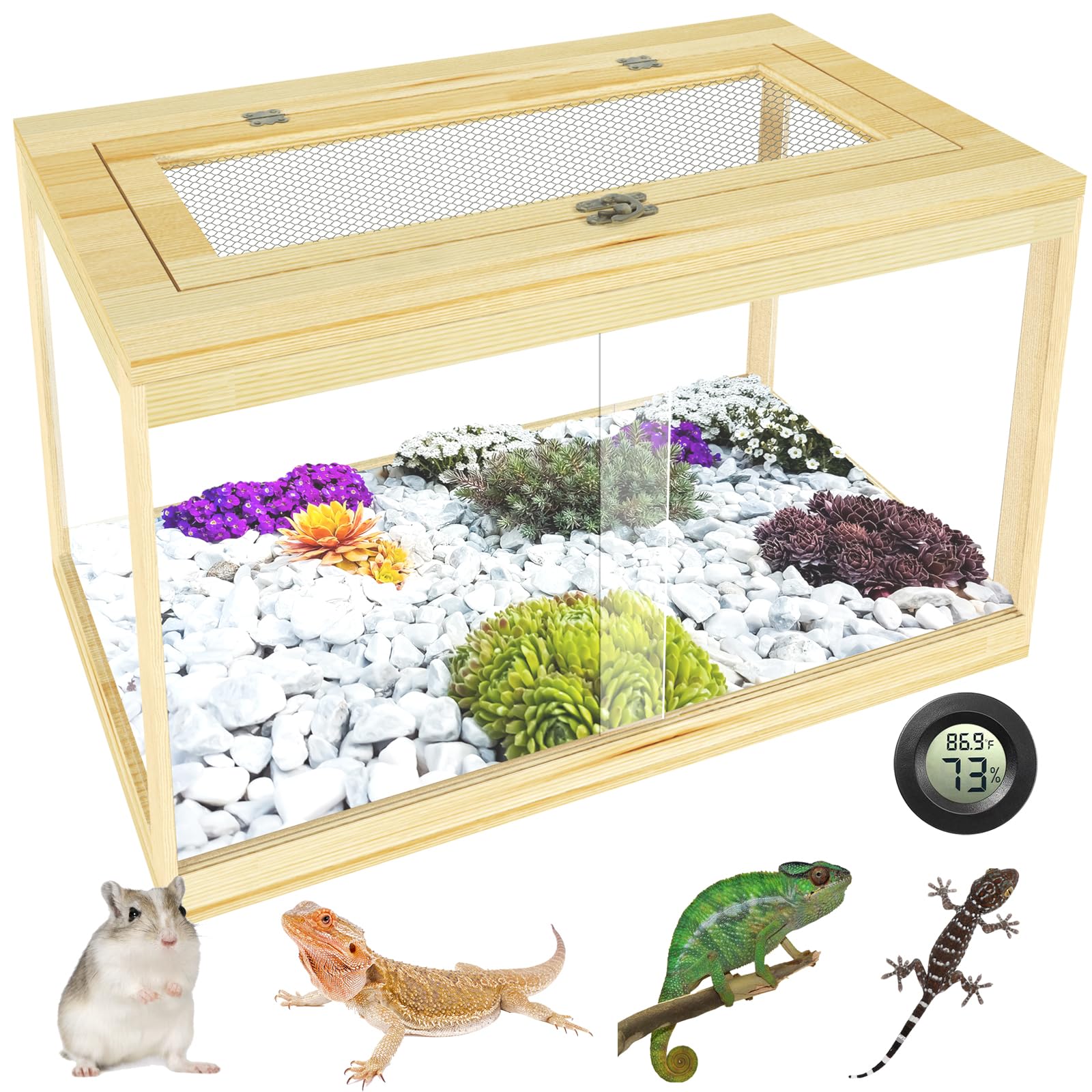 Nalwort Terrario reptil 28 gal, frente abierta, acceso fácil para manejo.