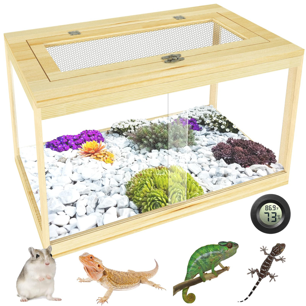 Nalwort Terrario reptil 28 gal, frente abierta, acceso fácil para manejo.