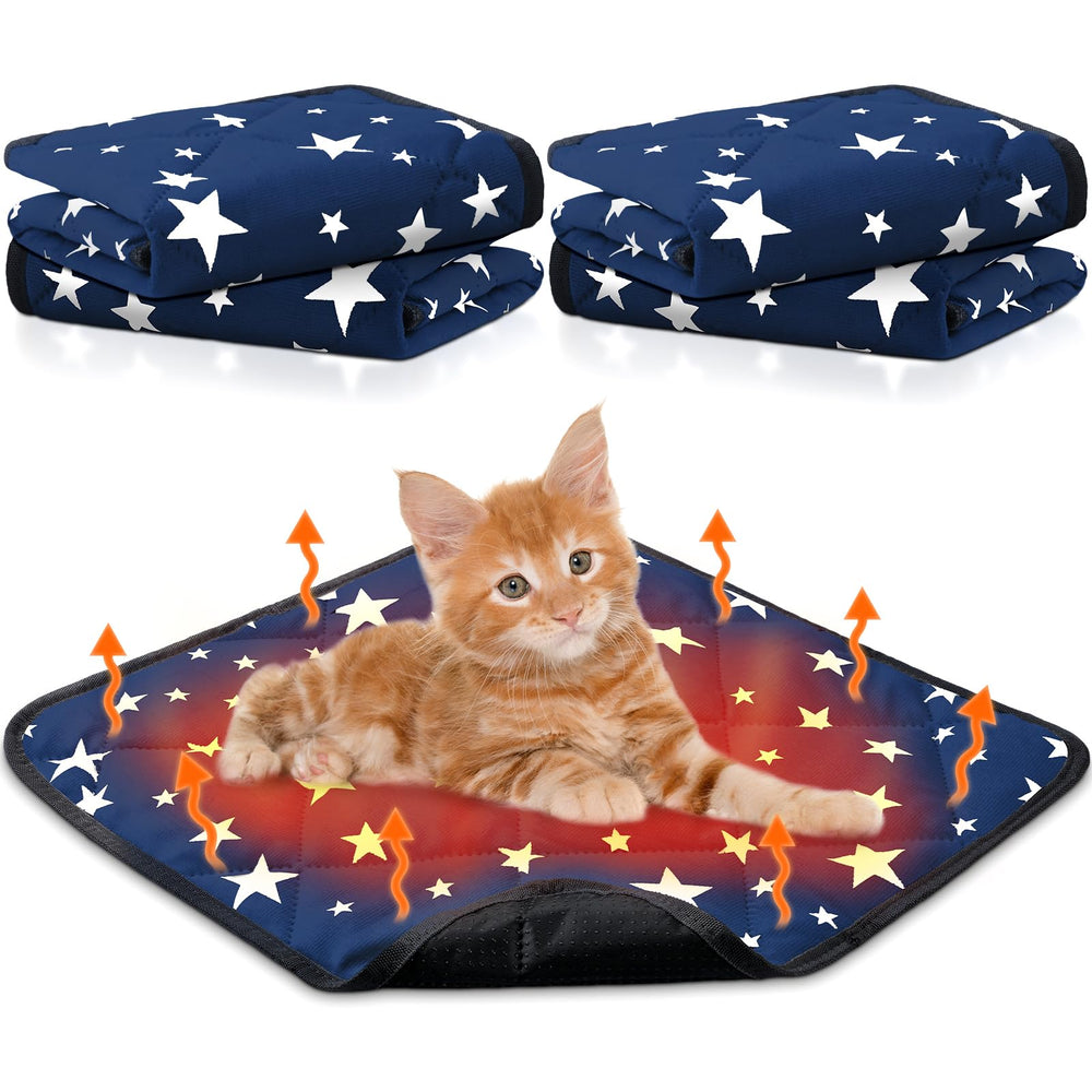 Namalu 4-pack camas auto calentantes con patrón de estrellas azul para mascotas