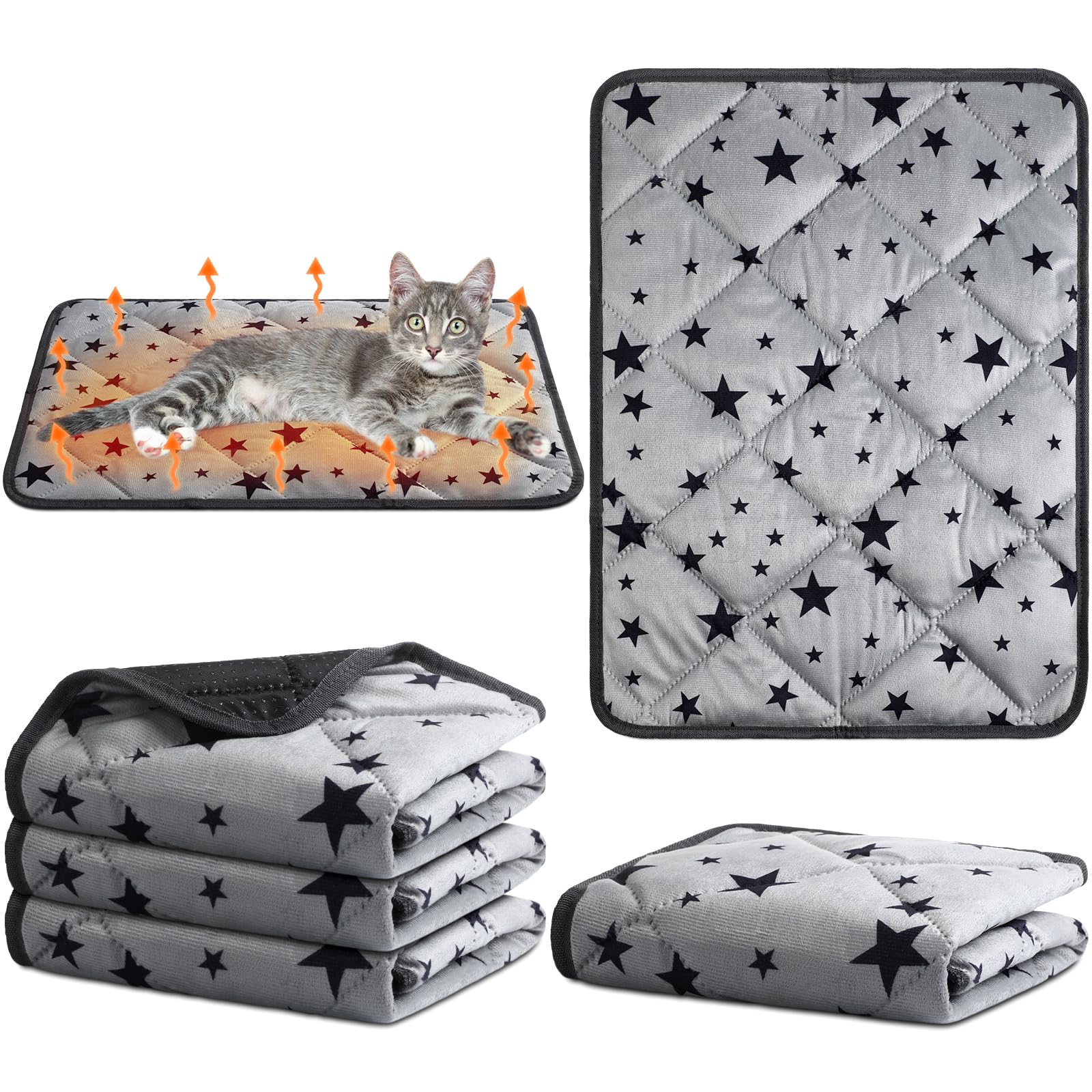 Namalu cama autocalentable para gatos con diseño de estrellas, calor suave para siestas.