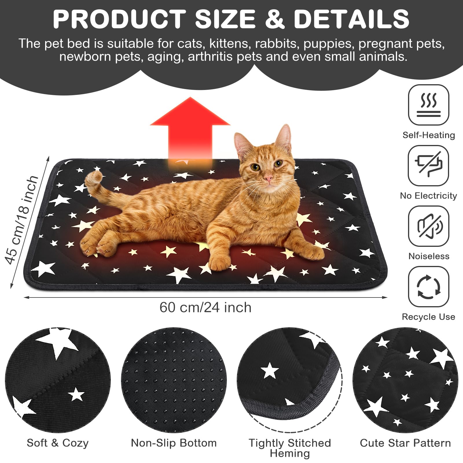 Namalu cama autocalentante para mascotas, conjunto de cuatro piezas para descanso cómodo.