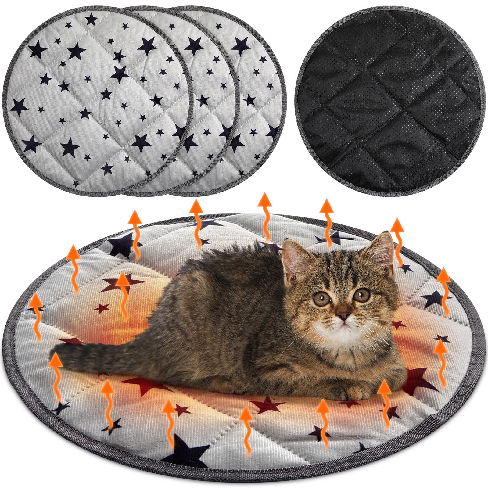 Namalu conjunto de 4 camas auto-caliente con diseño de estrellas para gatos.