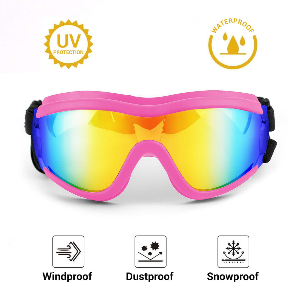 Gafas NAMSAN para perros rosas con ajuste elástico cómodo.