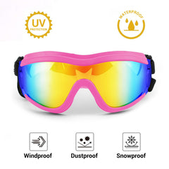 Gafas NAMSAN para perros rosas con ajuste elástico cómodo.
