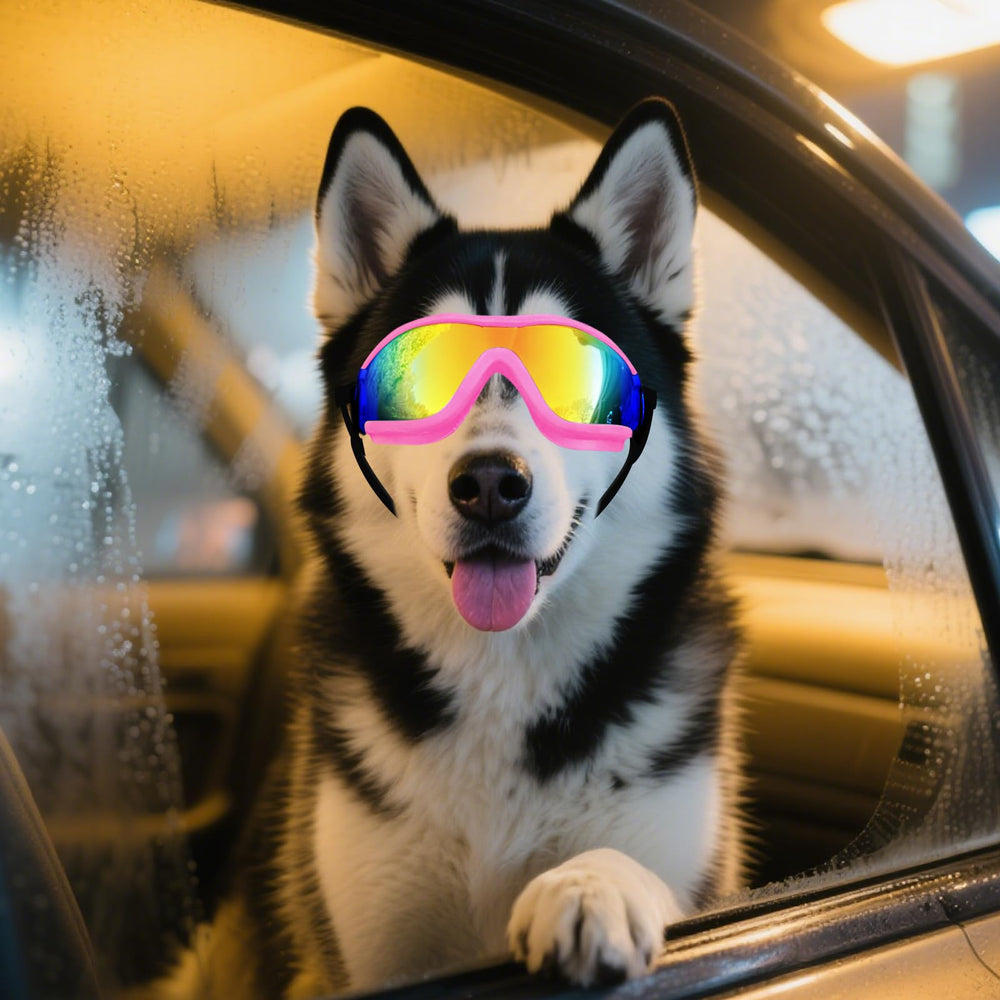 Gafas NAMSAN para perros rosas, diseño ligero para mayor comodidad.