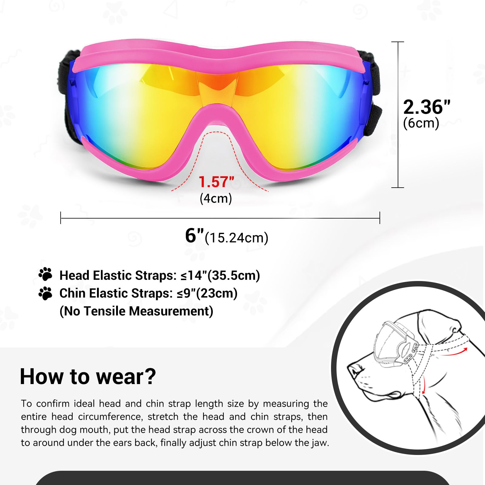 Gafas NAMSAN para perros rosas, protección de ojos durante paseos en coche.