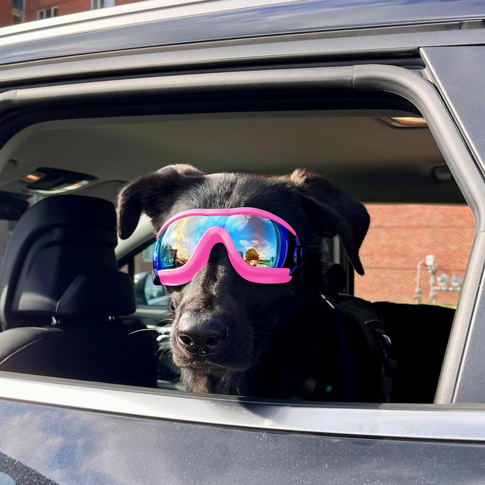 Gafas NAMSAN para perros rosas, uso exterior ideal durante caminatas.