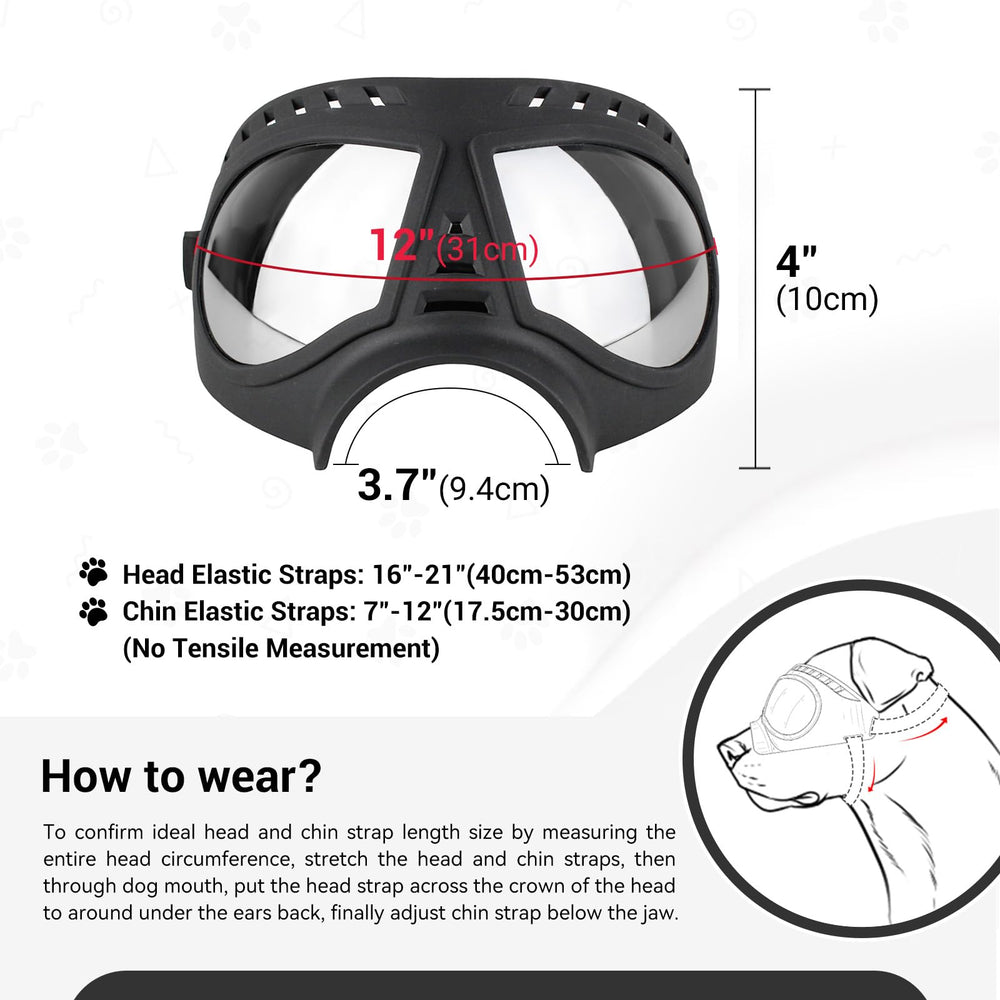 NAMSAN gafas para perros grandes con correas dobles ajustables para seguridad.
