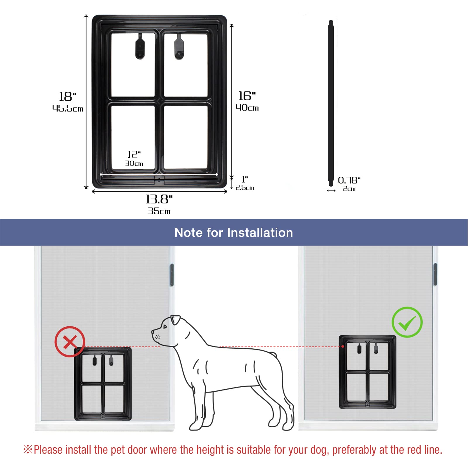 NAMSAN puerta de pantalla para perros, cremalleras retráctiles para fijación
