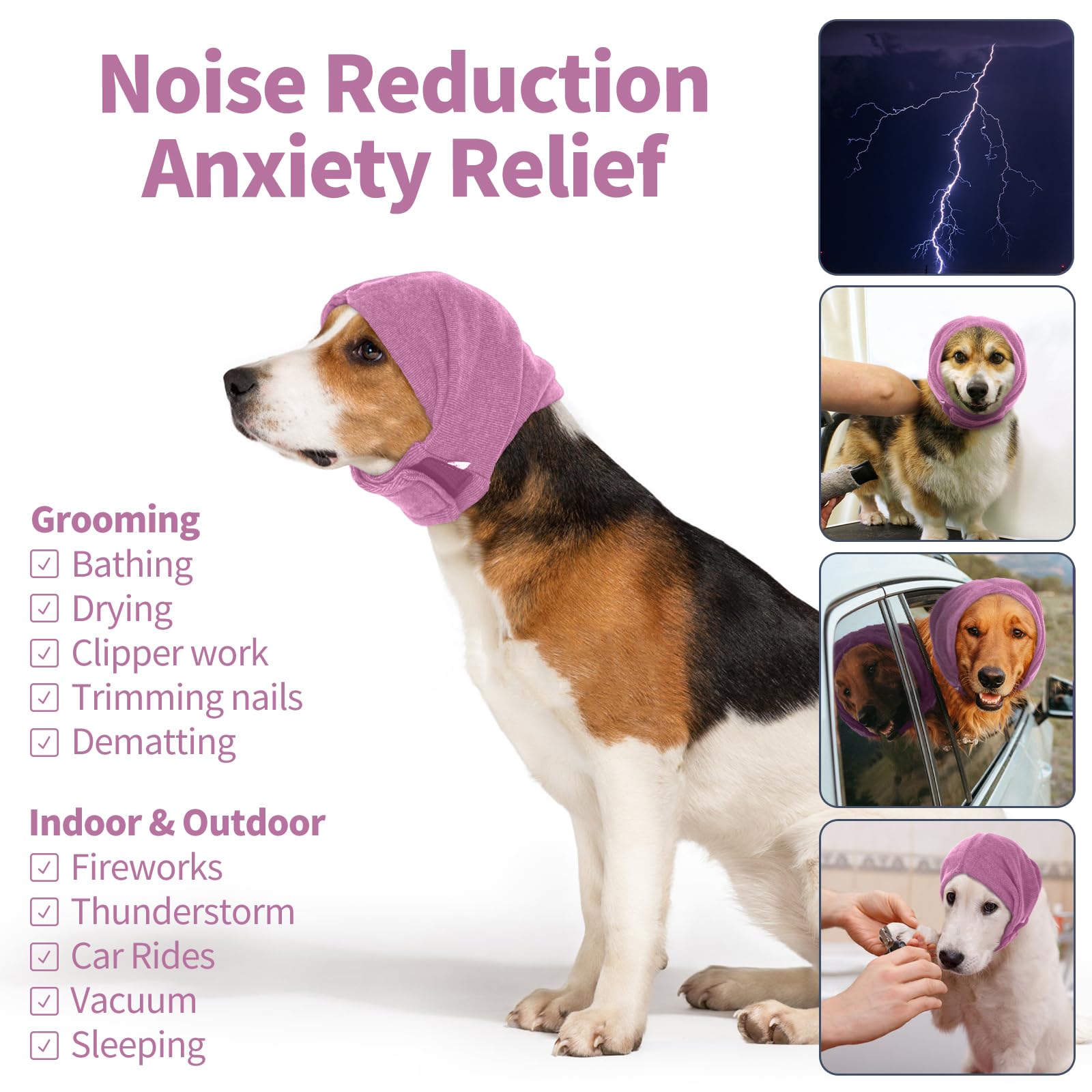 Nanaki auriculares para perro reducen el ruido durante tormentas y fuegos artificiales.