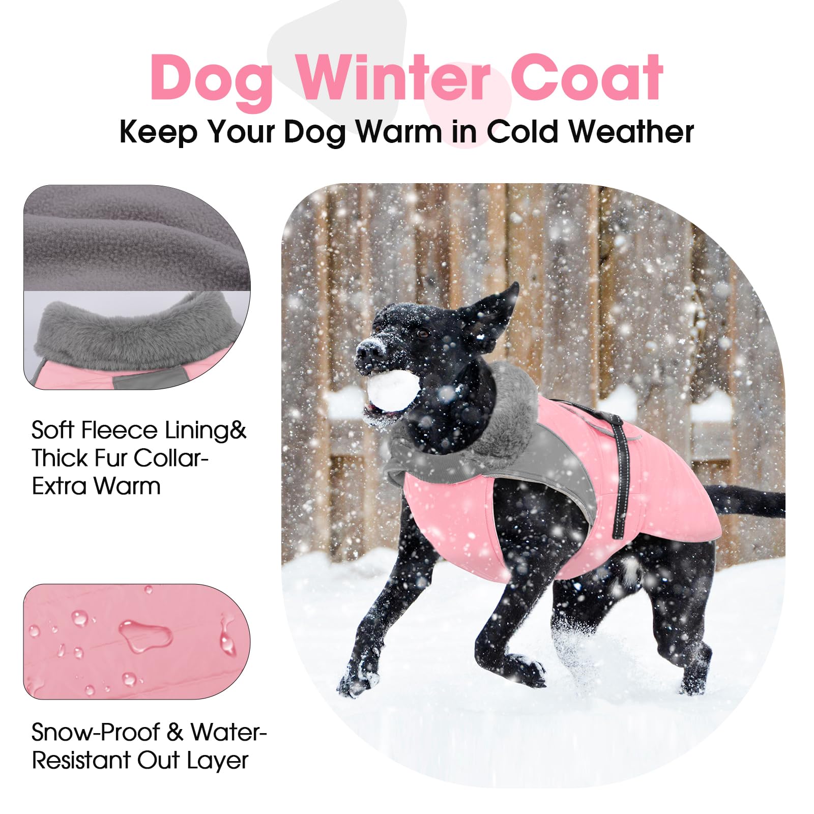 Nanaki chaqueta con collar de pelo rosa, ofrece confort y calor suave.