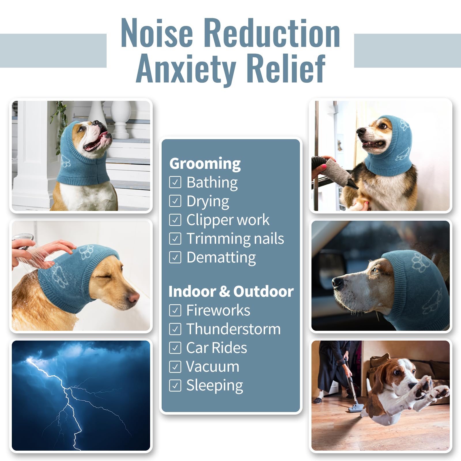 Nanaki cubre cabeza calma orejas perro reduce ruidos en situaciones estresantes.