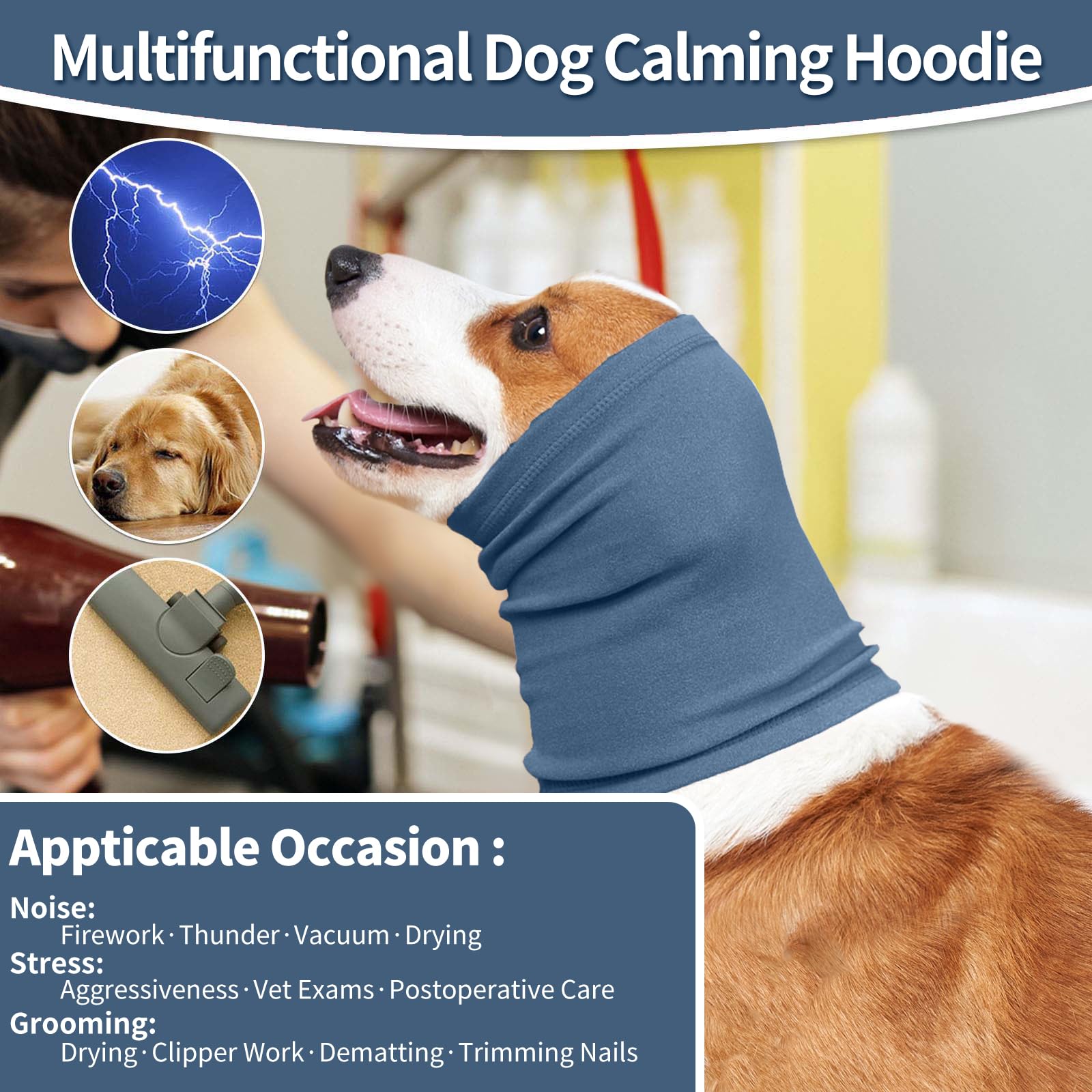 Nanaki protector-orejas para perro: reduce el estrés ante ruidos de tráfico y tormentas.