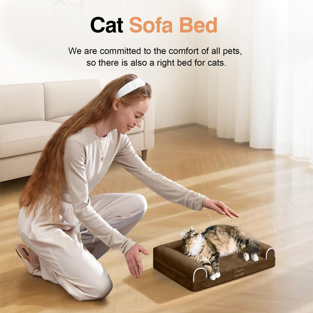 NANUYA cama para perros pequeños con almohada de tres lados para seguridad.