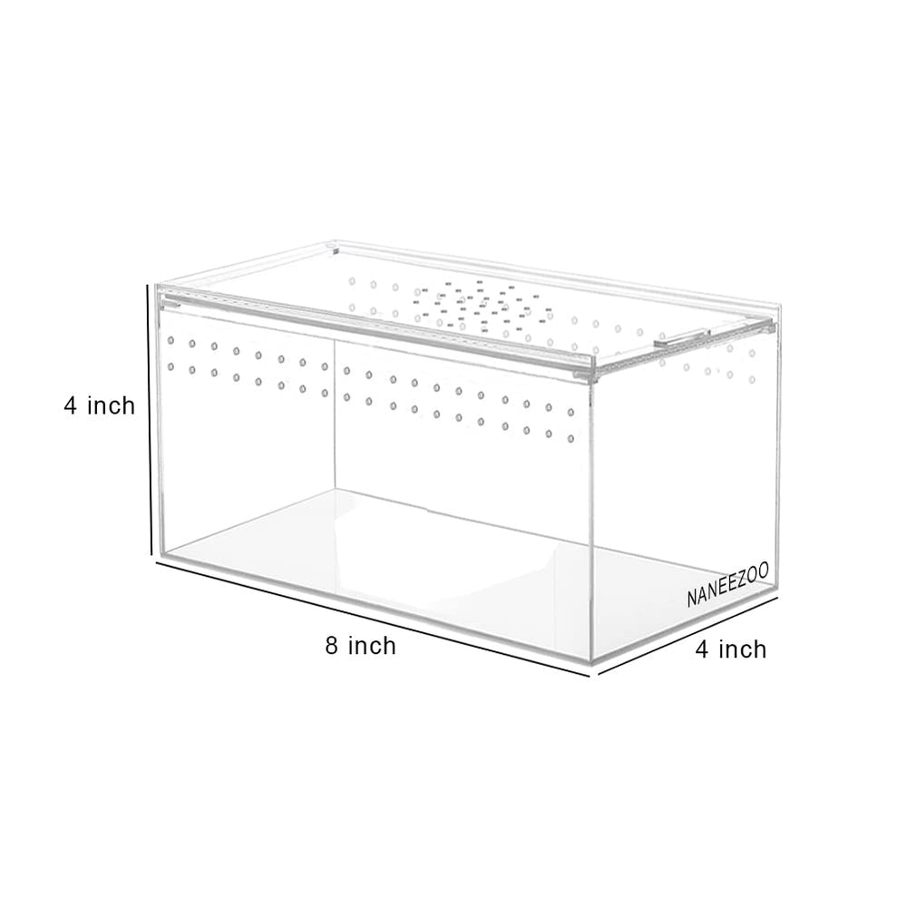 NANEEZOO Terrario acrílico magnético acceso deslizante para alimentar y limpiar con comodidad