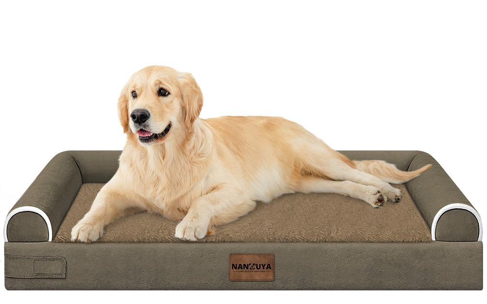 Cama NANUYA para perros grandes con espuma viscoelástica para apoyo cómodo.