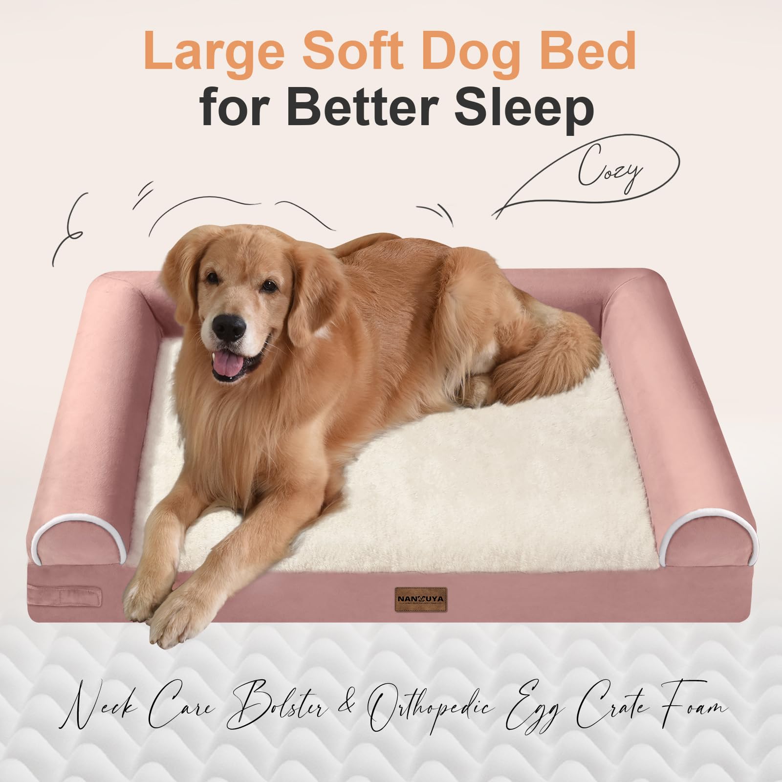 NANUYA cama para perros grande con funda impermeable removible para limpieza.