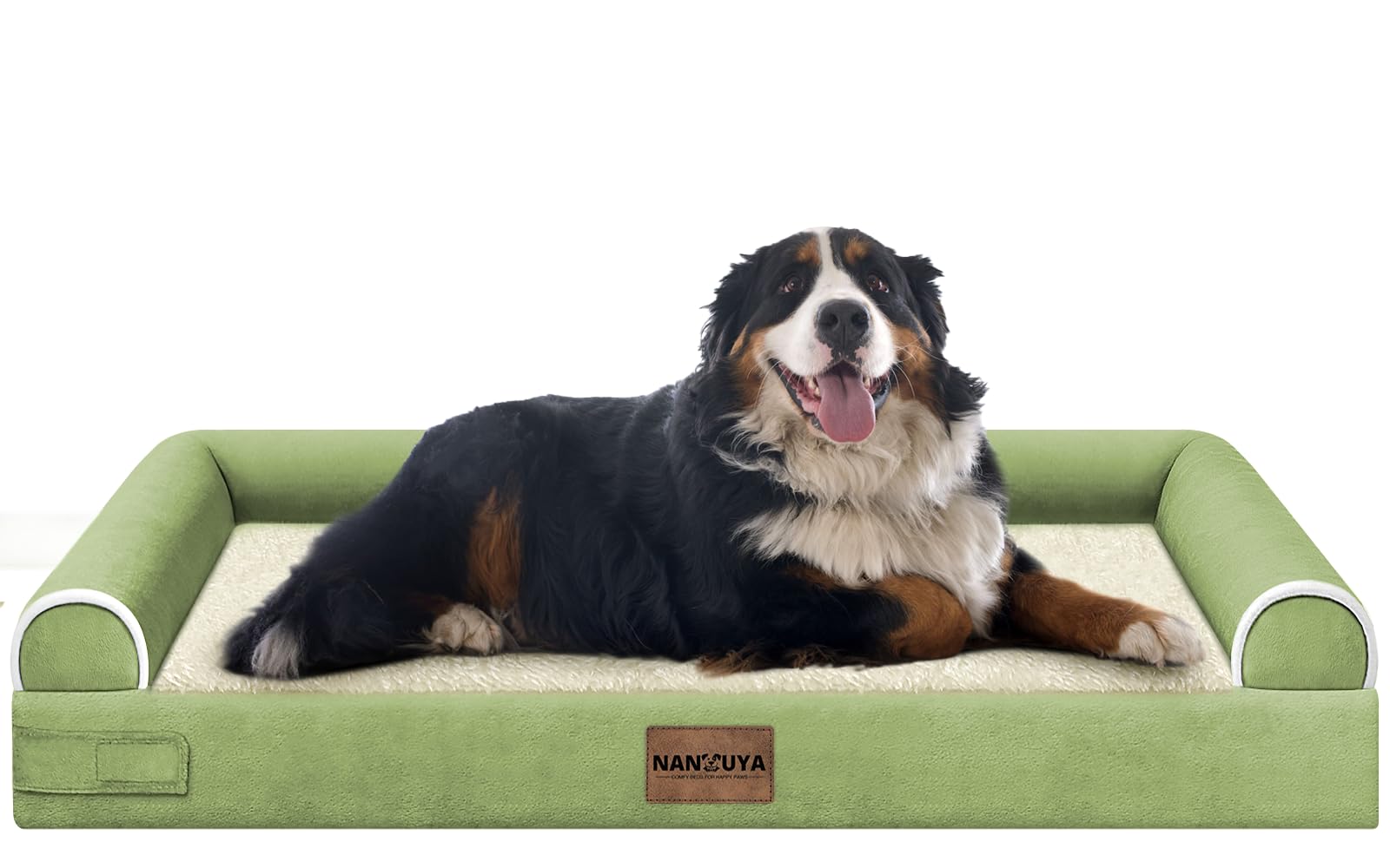 NANUYA cama para perros grandes con funda lavable verde césped, fácil de limpiar.