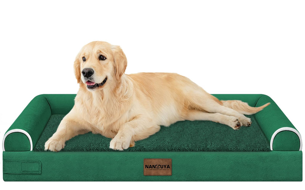 Cama NANUYA ortopédica para perros grandes con espuma en panal y soporte cómodo.