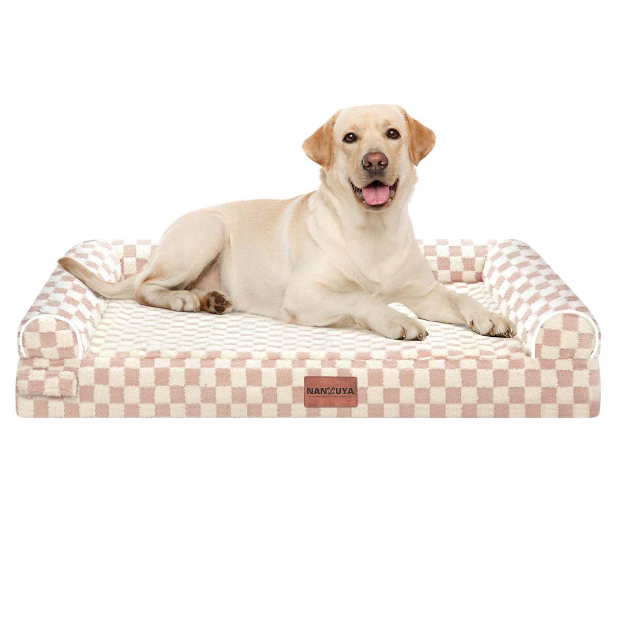 Cama NANUYA para perros grandes, ortopédica con espuma huevo para mayor confort.