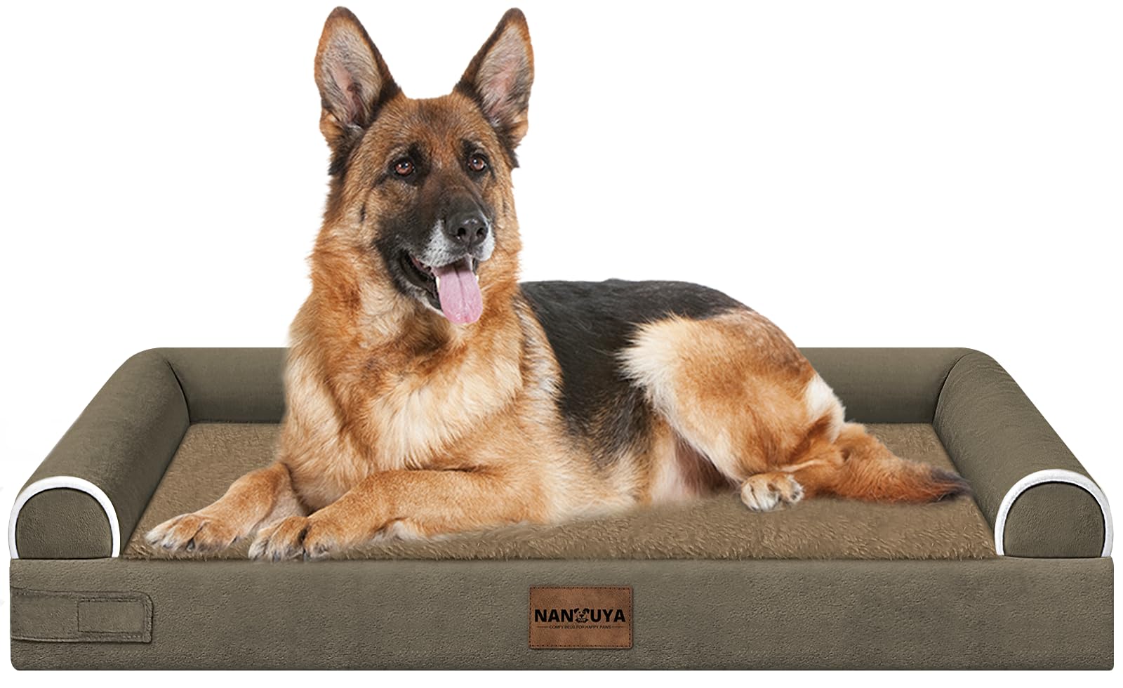 NANUYA cama-perro-grande-ortopedica-lavable con superficie de terciopelo para mayor confort.