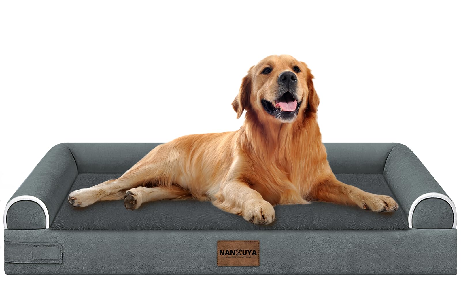 Cama NANUYA para perro grande con espuma ortopédica que reparte el peso para un sueño profundo.