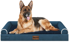 cama NANUYA para perros grandes con tapa desmontable, facilita la limpieza.