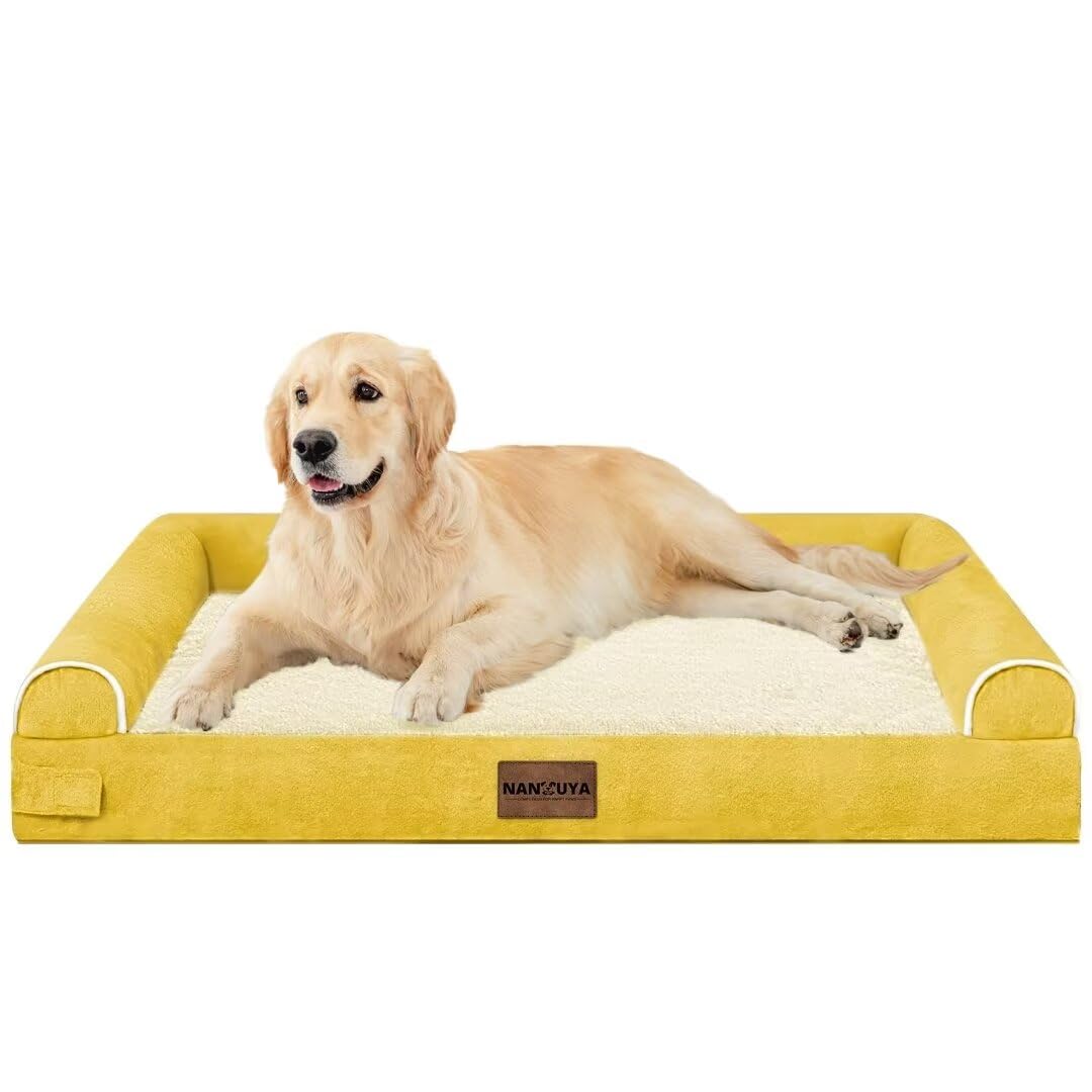 Uso diario en casa con la cama NANUYA para perros grandes.